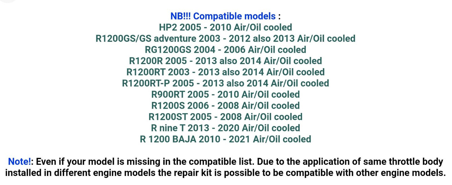 Aluminium Pulley Repair Kit for throttle bodies of BMW R 1200 GS/GS adventure RT RT-P ST S R HP2 RnineT